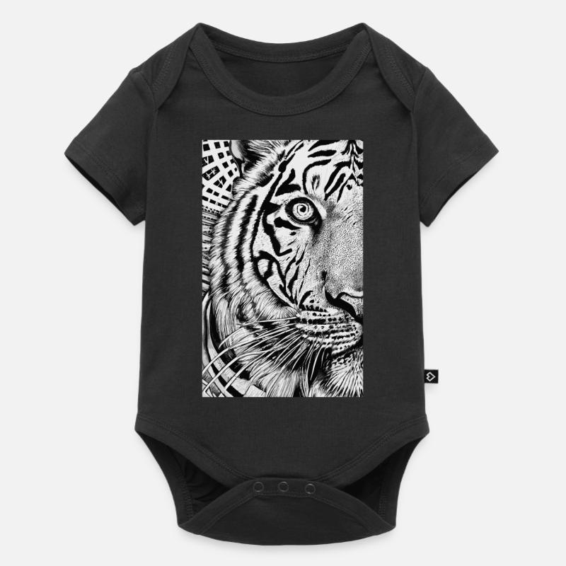 Tigre psychédélique, rayures de tigre - Body à manches courtes Premium Bébé - noir