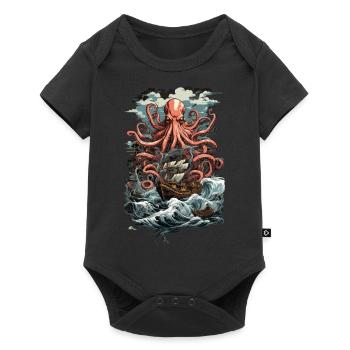 Kraken and Ships Vintage Sea Adventure - Baby Premium short-sleeve bodysuit - black - Front