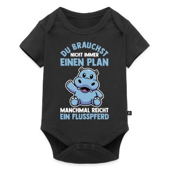 Nilpferd Flusspferd - Baby Premium Kurzarmbody - Schwarz - Vorne