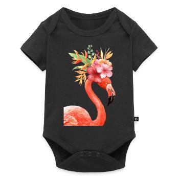 Flamingo Floral Crown T Shirt - Baby Premium short-sleeve bodysuit - black - Front
