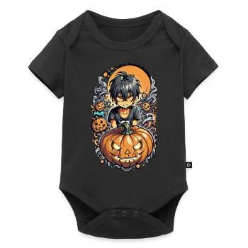 halloween - citrouille et sorciere manga - Body à manches courtes Premium Bébé - noir - Devant