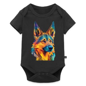 Geometric German Shepherd Dog Art - Baby Premium short-sleeve bodysuit - black - Front