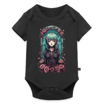 Anime Gothique Fille avec Roses Occulte Vaporwave - Body à manches courtes Premium Bébé - noir - Devant