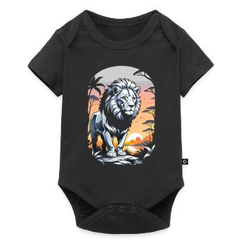 Lion, Lion Cub and Jungle - Baby Premium short-sleeve bodysuit - black - Front