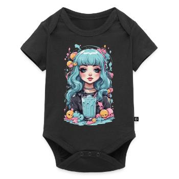 Kawaii Pastel Goth Girl Slimy Anime Design - Body à manches courtes Premium Bébé - noir - Devant
