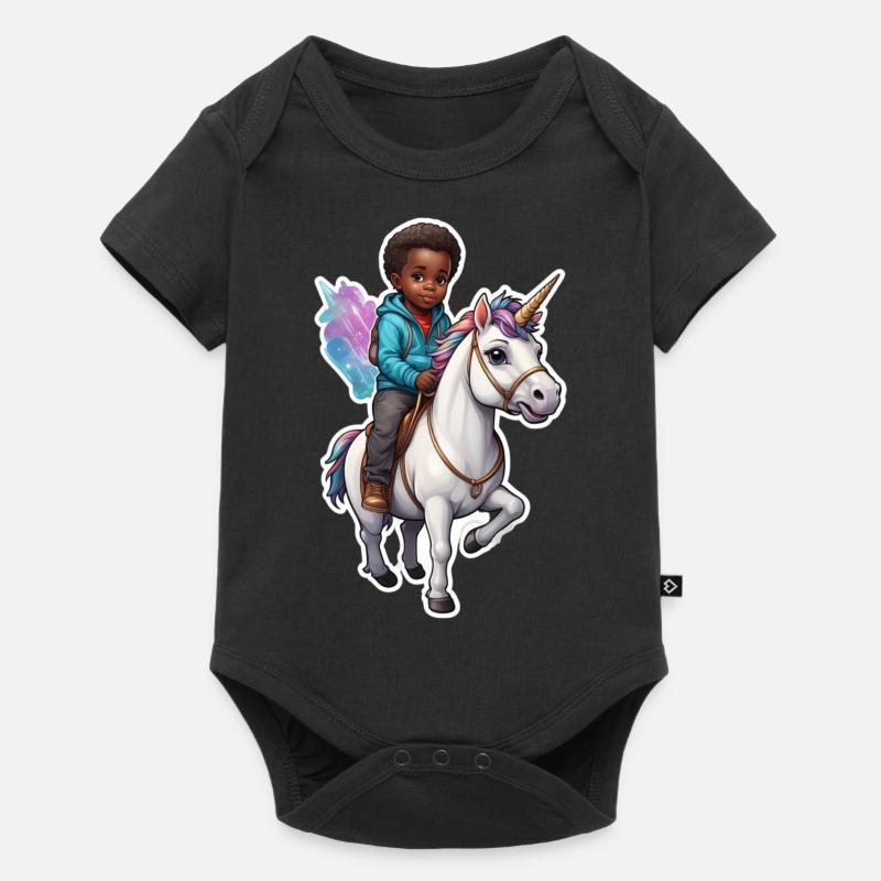 Idée cadeau Licorne garçon - Body à manches courtes Premium Bébé - noir