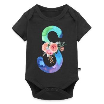 Lettre S watercolor - Body à manches courtes Premium Bébé - noir - Devant