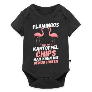 Flamingos sind wie Kartoffelchips - Baby Premium Kurzarmbody - Schwarz - Vorne