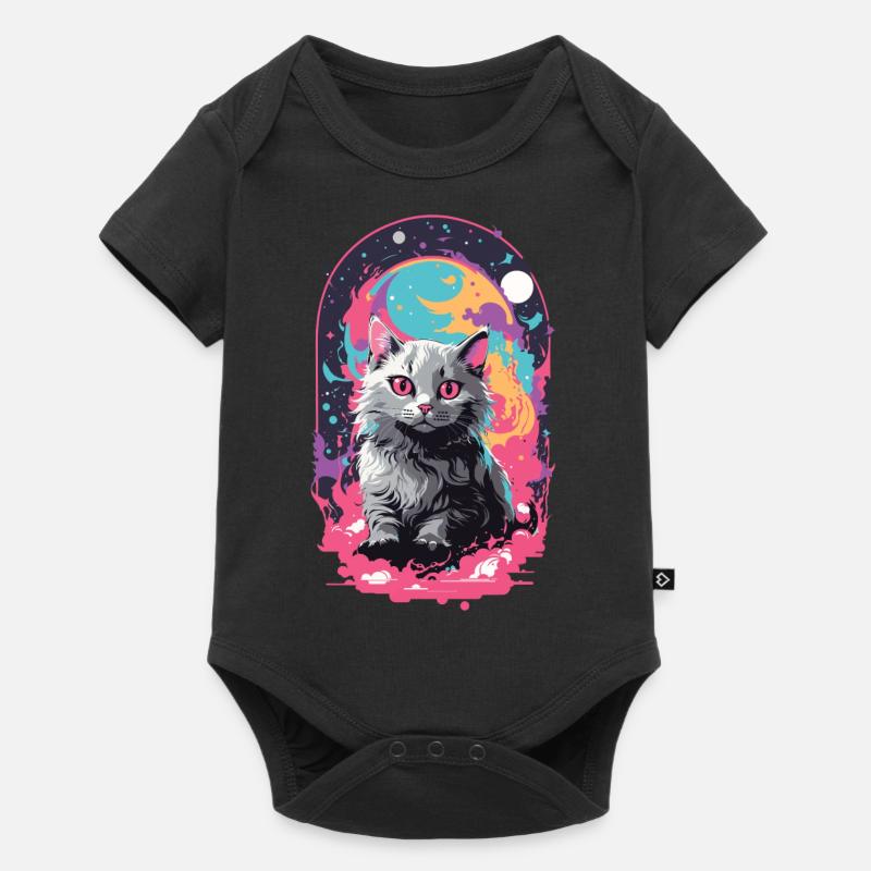 Katze Goth Pastel Psychedelisch Weirdcore Design - Baby Premium Kurzarmbody - Schwarz