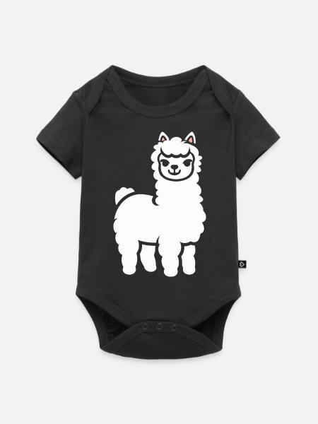 Niedlicher kleiner Lama-Humor - Baby Premium Kurzarmbody - Schwarz