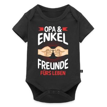 Großvater Opa und Enkel - Baby Premium Kurzarmbody - Schwarz - Vorne