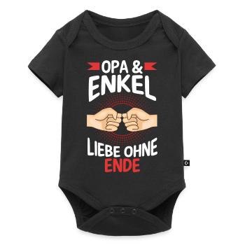 Großvater Opa und Enkel - Baby Premium Kurzarmbody - Schwarz - Vorne