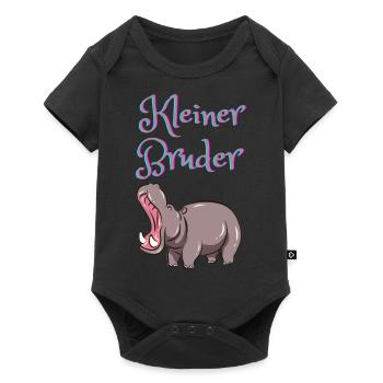 Shirts Kleiner Bruder mit süßem Nilpferd - Baby Premium Kurzarmbody - Schwarz - Vorne