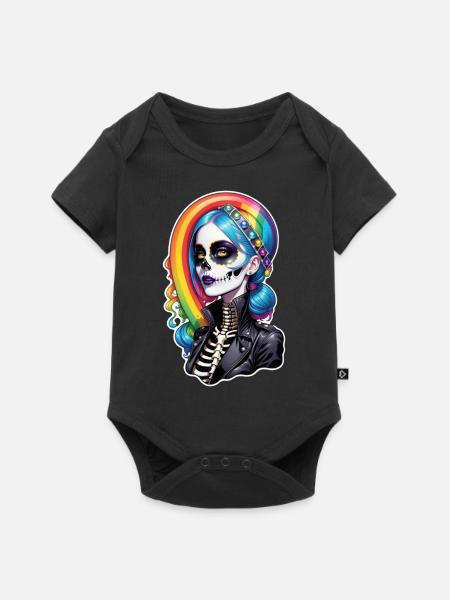 Halloween - Rock & Regenbogen - Baby Premium Kurzarmbody - Schwarz