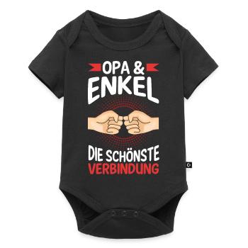 Großvater Opa und Enkel - Baby Premium Kurzarmbody - Schwarz - Vorne