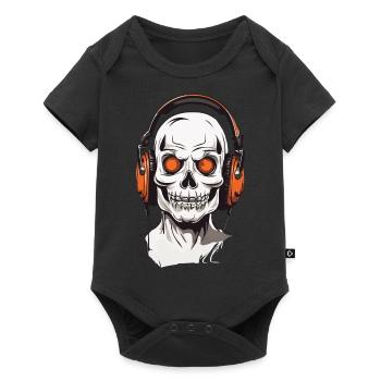 Gruselige Skull Musik Kopfhörer Halloween - Baby Premium Kurzarmbody - Schwarz - Vorne