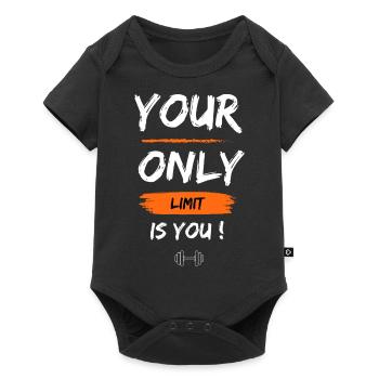 Deine einzige Grenze bist du, die Fitnessmotivation - Baby Premium Kurzarmbody - Schwarz - Vorne