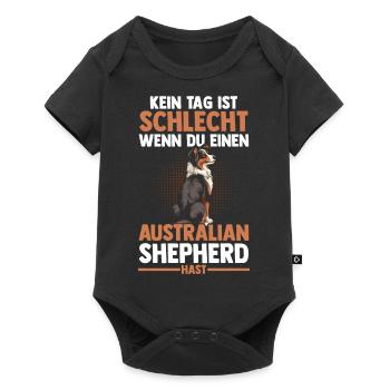 Australian Shepherd Hund Aussie - Baby Premium Kurzarmbody - Schwarz - Vorne