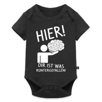 Strich Figur Gehirn Runtergefallen Dummkopf Lustig - Baby Premium Kurzarmbody - Schwarz - Vorne