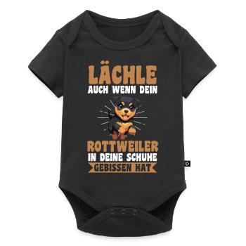 Hund Rottweiler - Baby Premium Kurzarmbody - Schwarz - Vorne