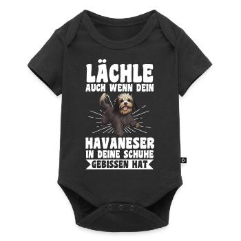 Hund Havaneser - Baby Premium Kurzarmbody - Schwarz - Vorne
