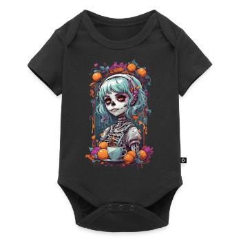 Goth e-Girl crâne Dia de Muertos café Design - Body à manches courtes Premium Bébé - noir - Devant