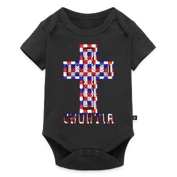 Croatie Croix drapeau patriotisme Vintage Gloire cheveux - Body à manches courtes Premium Bébé - noir - Devant