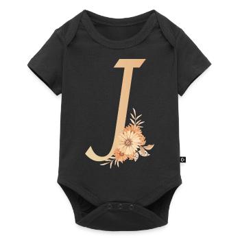 Letter J with flowers - Baby Premium short-sleeve bodysuit - black - Front