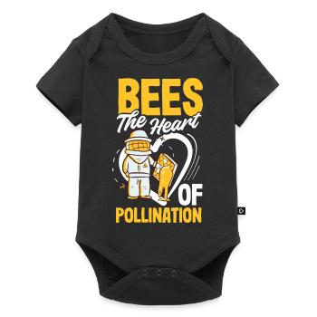 Beekeeper Heartbeat Honeycomb Love Pollination - Baby Premium short-sleeve bodysuit - black - Front