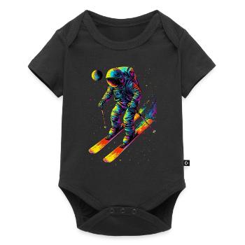 Spaceman sur les skis - Body à manches courtes Premium Bébé - noir - Devant