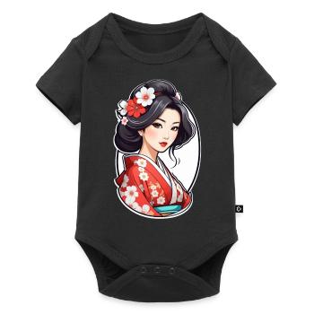 Japanese woman in kimono - Japan - manga - Baby Premium short-sleeve bodysuit - black - Front