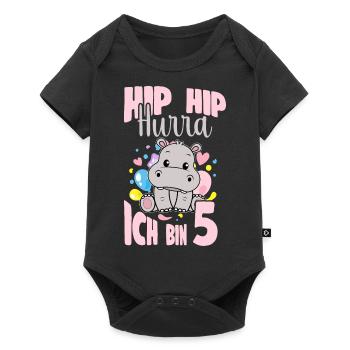 5 ans anniversaire fille hippopotame 5 ans - Body à manches courtes Premium Bébé - noir - Devant