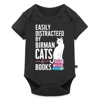 Katze Birma Geschenk - Baby Premium Kurzarmbody - Schwarz - Vorne