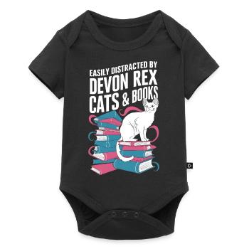 Katze Devon Rex Geschenk - Baby Premium Kurzarmbody - Schwarz - Vorne