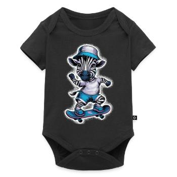 Zebra auf Skateboard Skater Skateboarding für - Baby Premium Kurzarmbody - Schwarz - Vorne