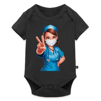 Lustige Krankenschwester mit Humor - Baby Premium Kurzarmbody - Schwarz - Vorne