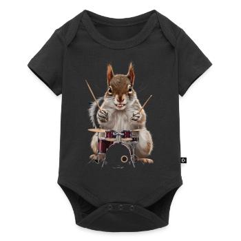 Eichhörnchen Schlagzeug - Baby Premium Kurzarmbody - Schwarz - Vorne