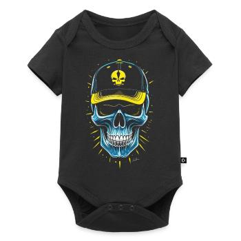 Crâne bleu hip hop casquette - Body à manches courtes Premium Bébé - noir - Devant