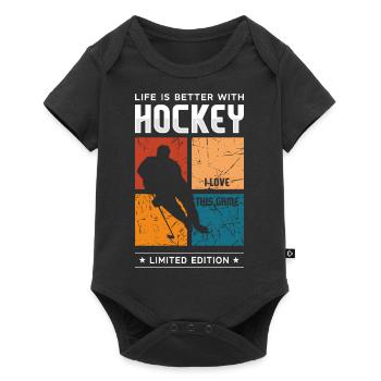 Life is better with Hockey - Baby Premium short-sleeve bodysuit - black - Front