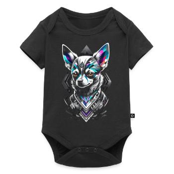 Blue geometric chihuahua dog - Baby Premium short-sleeve bodysuit - black - Front