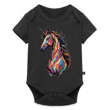 Licorne colorée, mystique-magique, majestueuse - Body à manches courtes Premium Bébé - noir - Devant