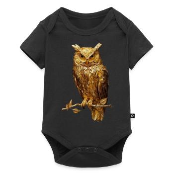 Eule - Baby Premium Kurzarmbody - Schwarz - Vorne