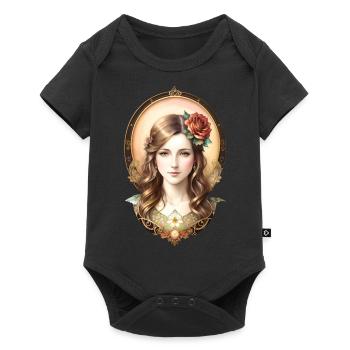Art Nouveau Woman with Rose - Vintage Portrait - Baby Premium short-sleeve bodysuit - black - Front