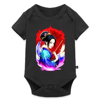 Geisha mystique - Style rétro - Body à manches courtes Premium Bébé - noir - Devant