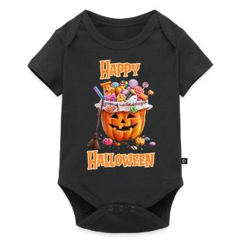 Halloween – Happy Halloween Pumpkin with Candy - Baby Premium short-sleeve bodysuit - black - Front