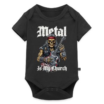 Rocking Metalhead Skeleton with Guitar Motif - Baby Premium short-sleeve bodysuit - black - Front