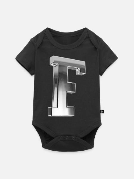 Chrome ,, F " Metallic - Baby Premium Kurzarmbody - Schwarz