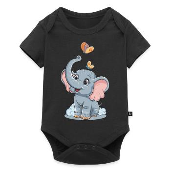 Niedlicher Elefant für Kinder für Kinder - Baby Premium Kurzarmbody - Schwarz - Vorne