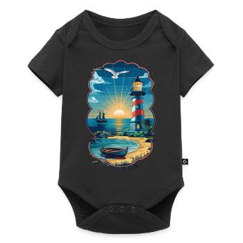 Leuchtturm Ostsee Nordsee - Baby Premium Kurzarmbody - Schwarz - Vorne