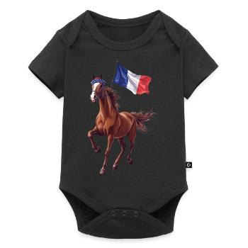 Pferd - Baby Premium Kurzarmbody - Schwarz - Vorne